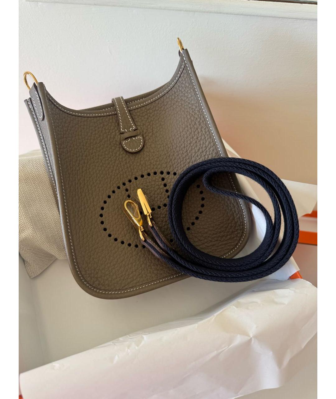 HERMES Бежевая кожаная сумка через плечо, фото 3