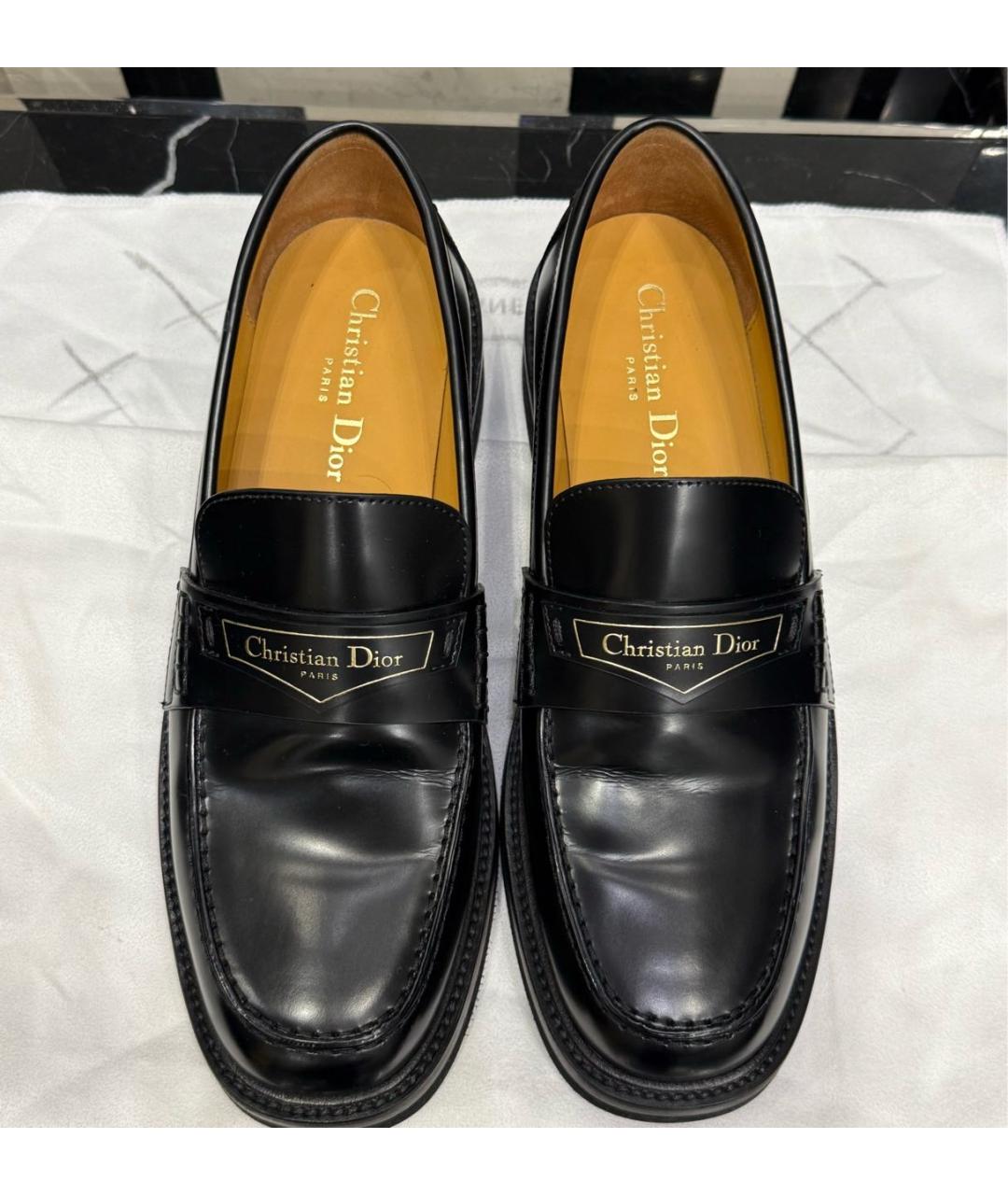 CHRISTIAN DIOR Черные кожаные лоферы, фото 2