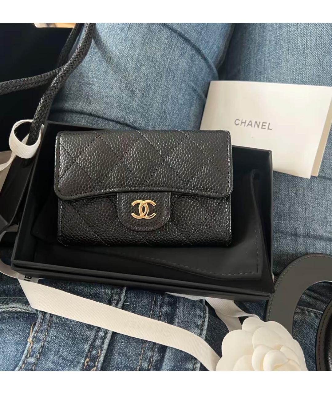 CHANEL Черный кожаный кардхолдер, фото 7