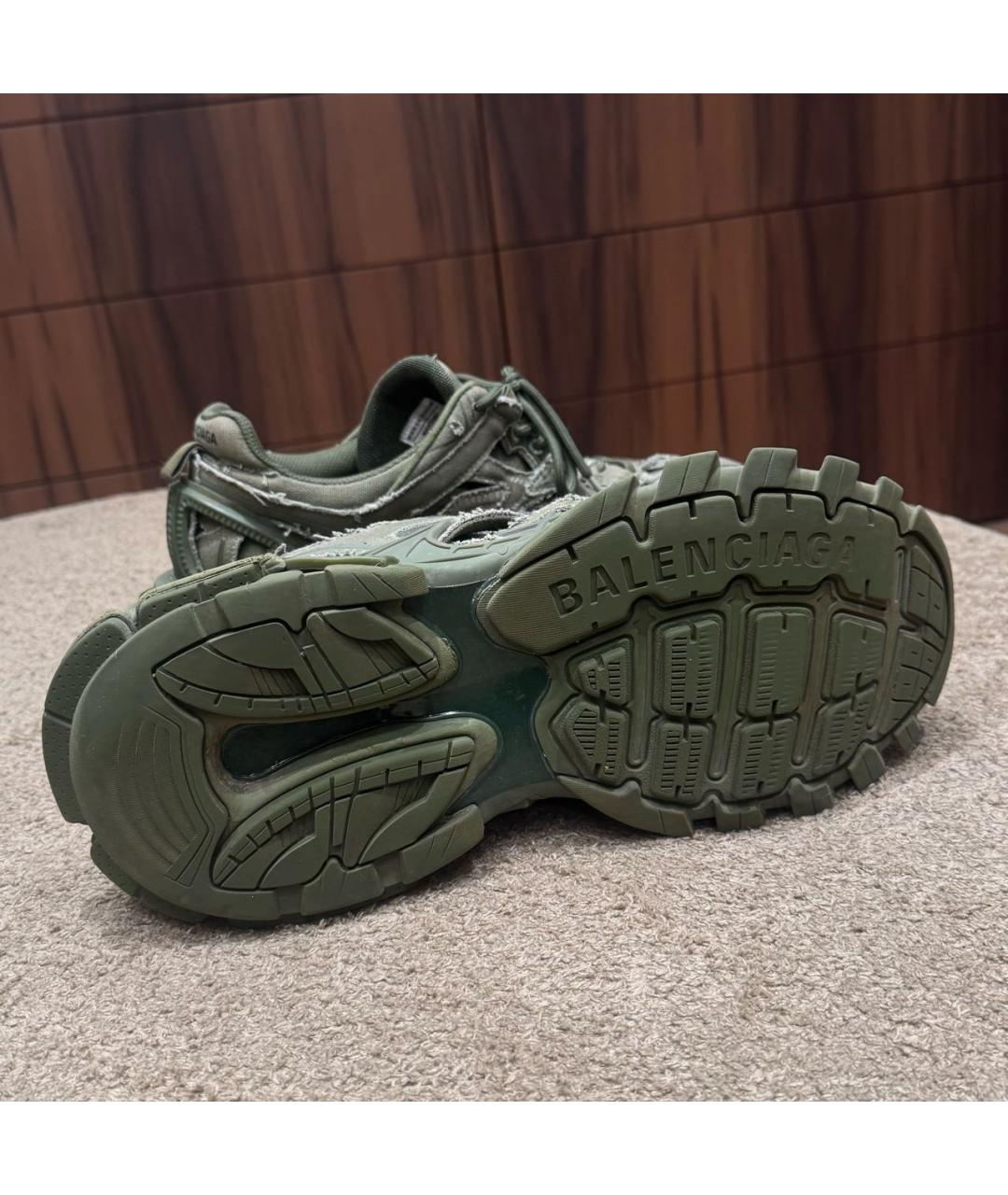 BALENCIAGA Хаки текстильные низкие кроссовки / кеды, фото 3
