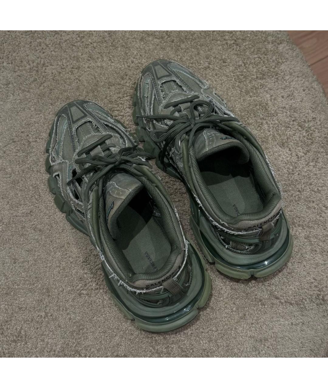 BALENCIAGA Хаки текстильные низкие кроссовки / кеды, фото 4