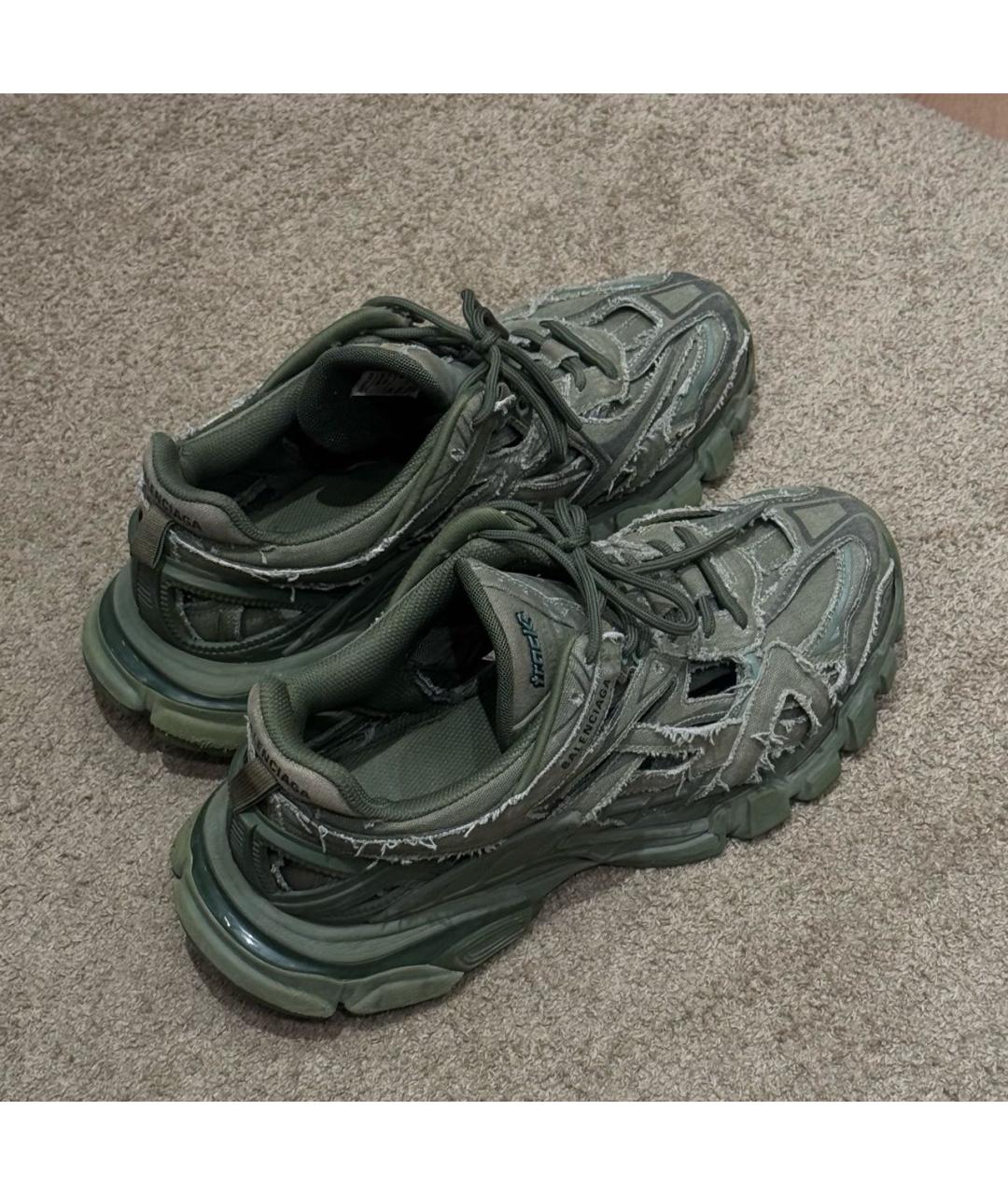 BALENCIAGA Хаки текстильные низкие кроссовки / кеды, фото 2