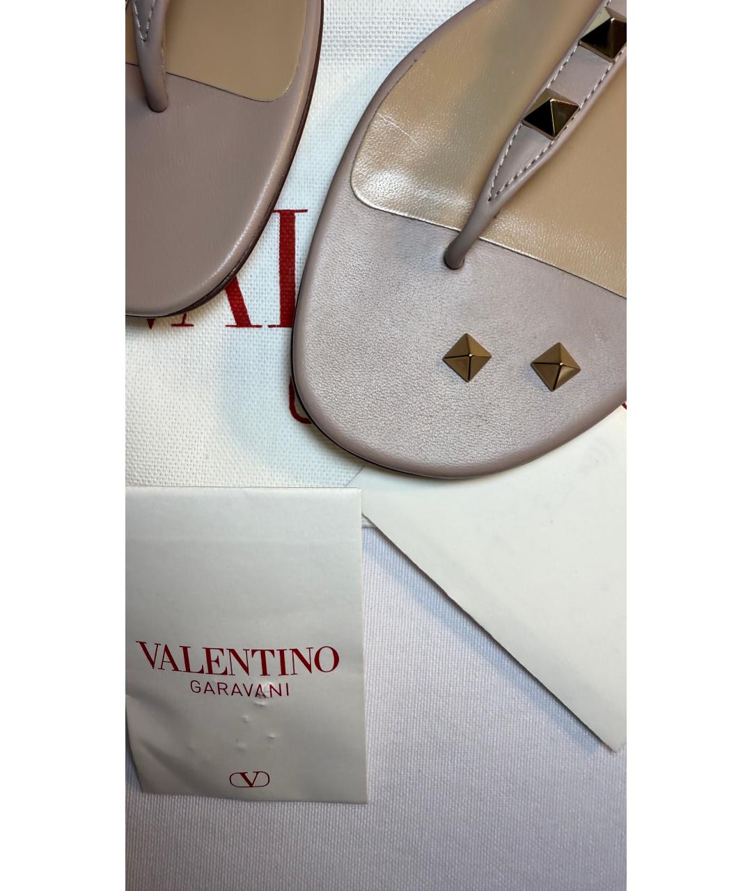 VALENTINO Бежевые кожаные сандалии, фото 7