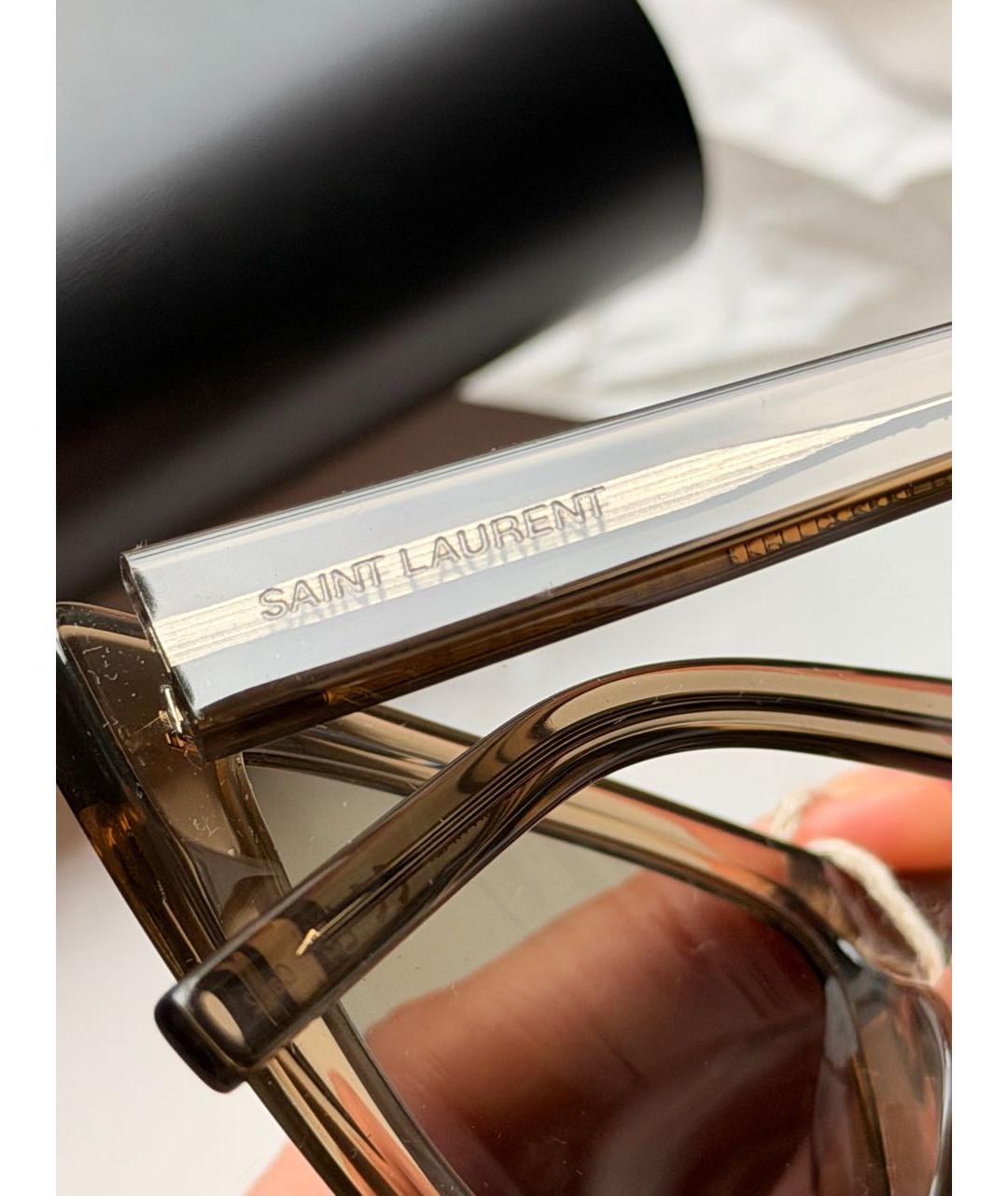 SAINT LAURENT Серые пластиковые солнцезащитные очки, фото 8