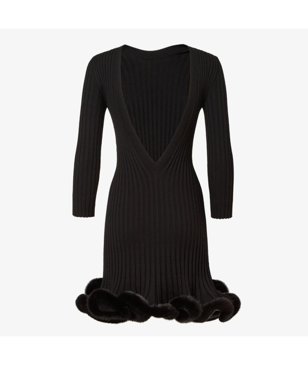 FENDI Черное шерстяное коктейльное платье, фото 2