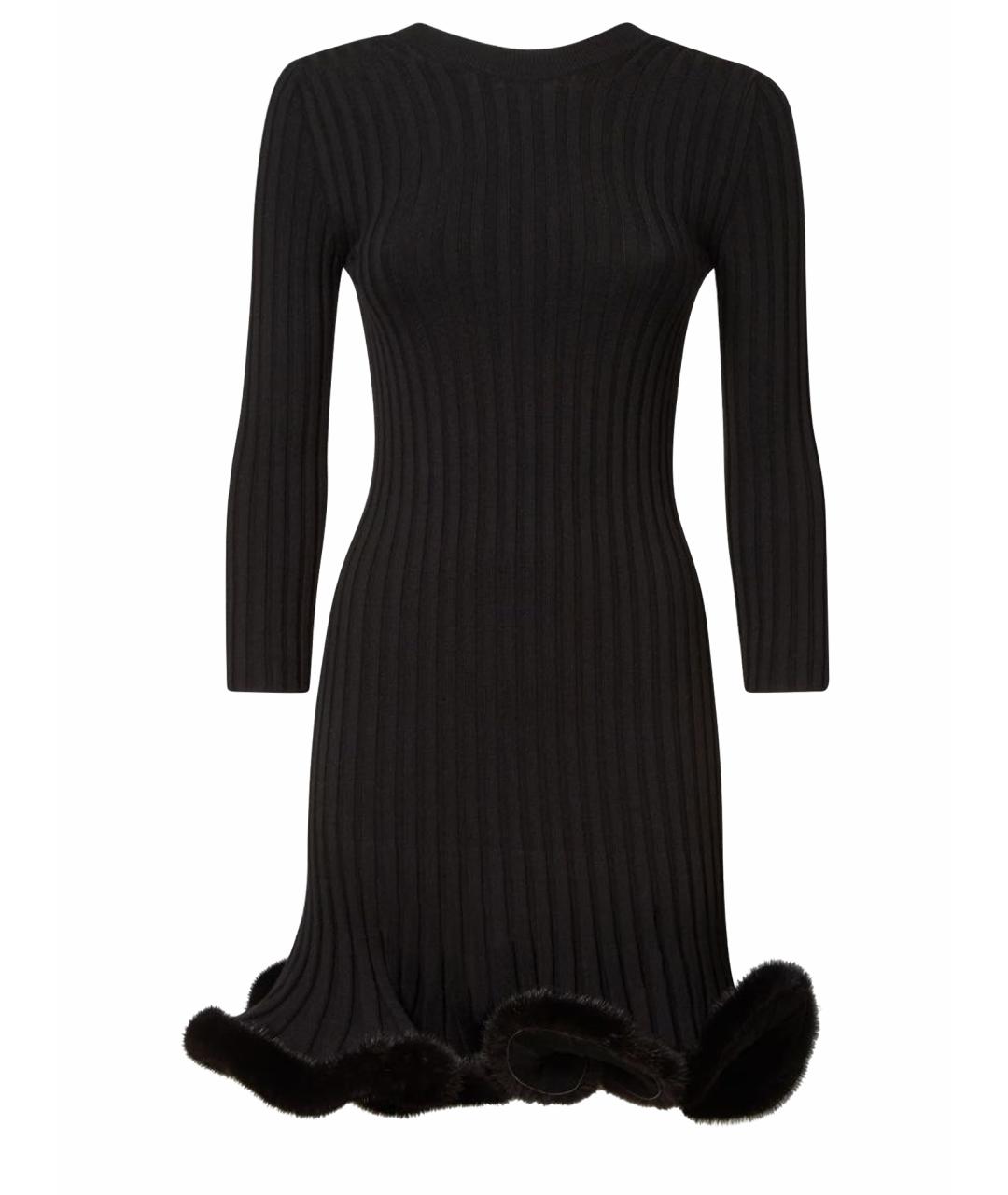 FENDI Черное шерстяное коктейльное платье, фото 1