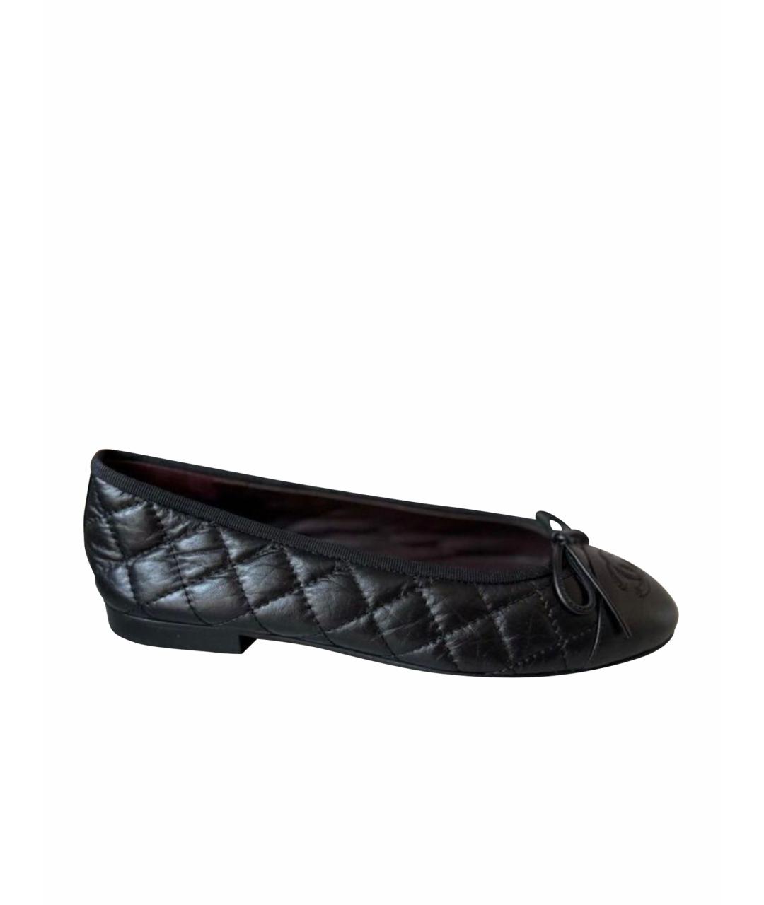 CHANEL Черные кожаные балетки, фото 1