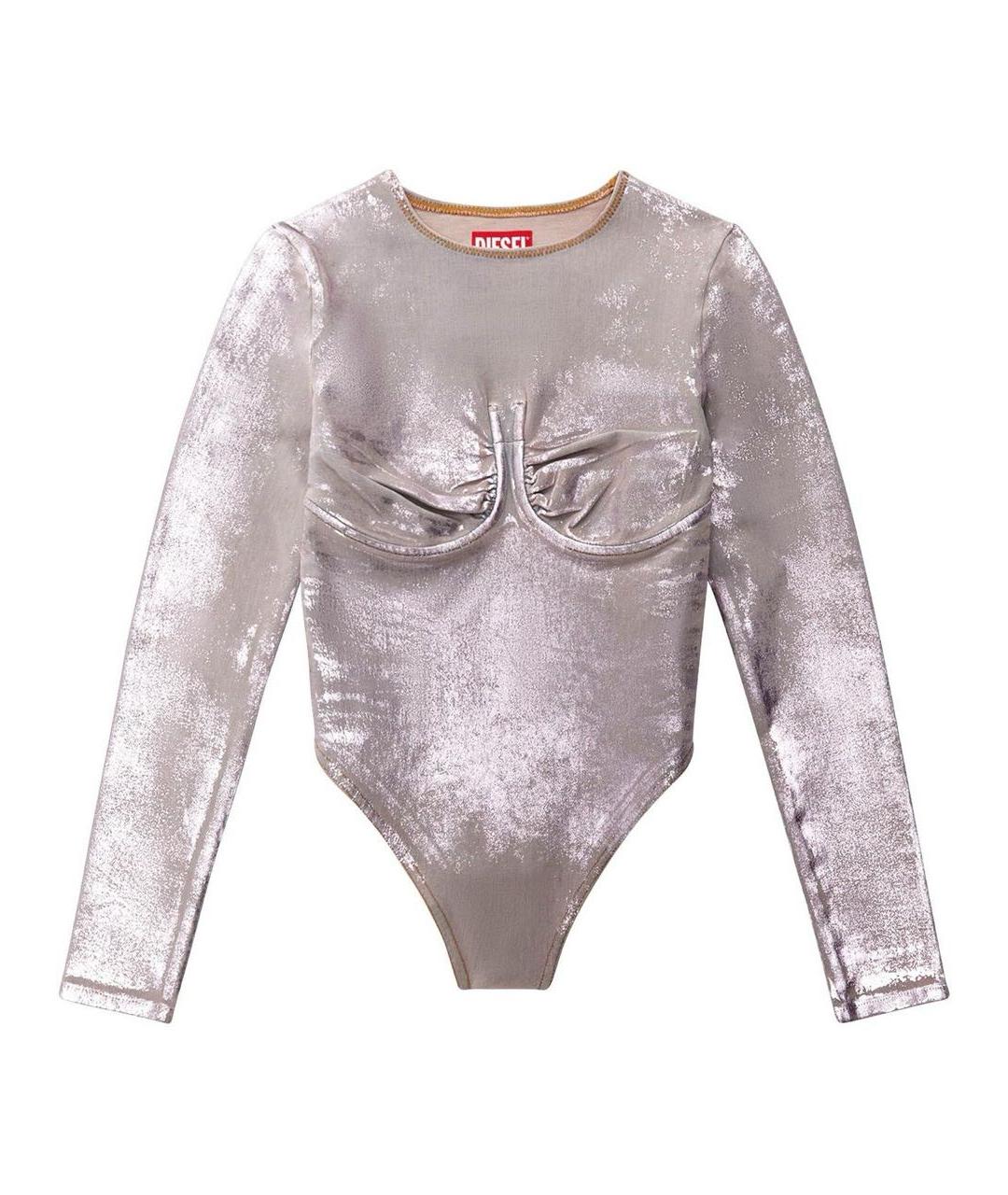 DIESEL Серебряное хлопко-эластановое боди, фото 1