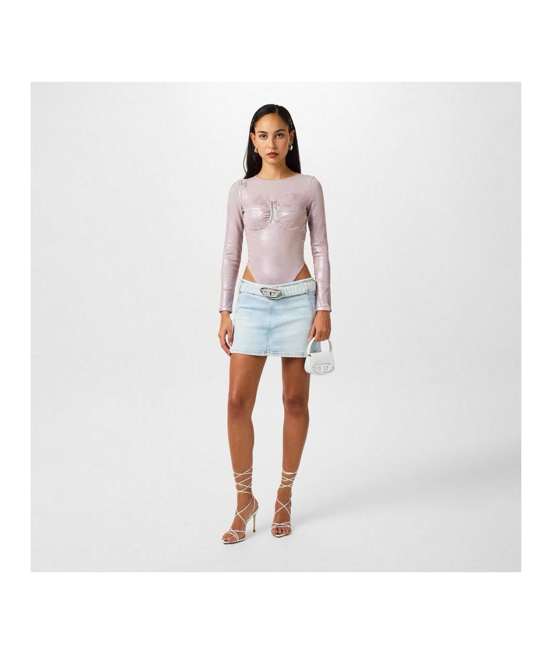 DIESEL Серебряное хлопко-эластановое боди, фото 3