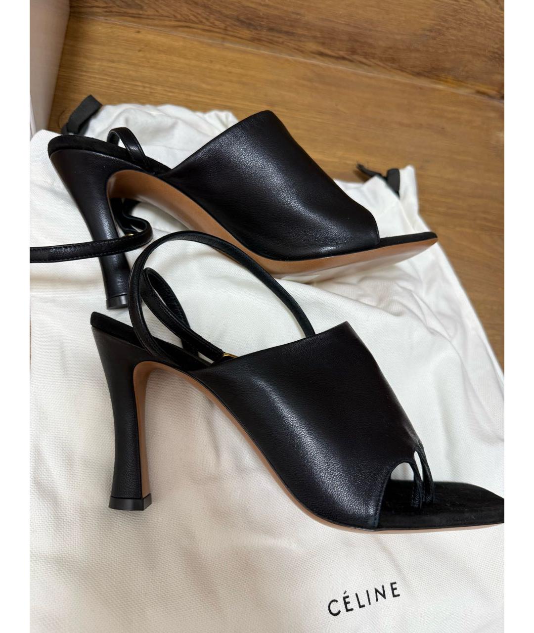CELINE Черные кожаные босоножки, фото 5