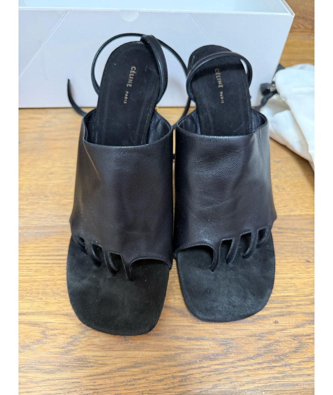 CELINE Черные кожаные босоножки, фото 2