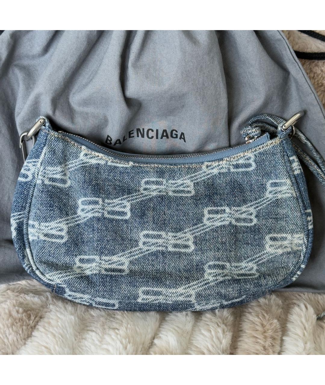 BALENCIAGA Голубая деним сумка через плечо, фото 5