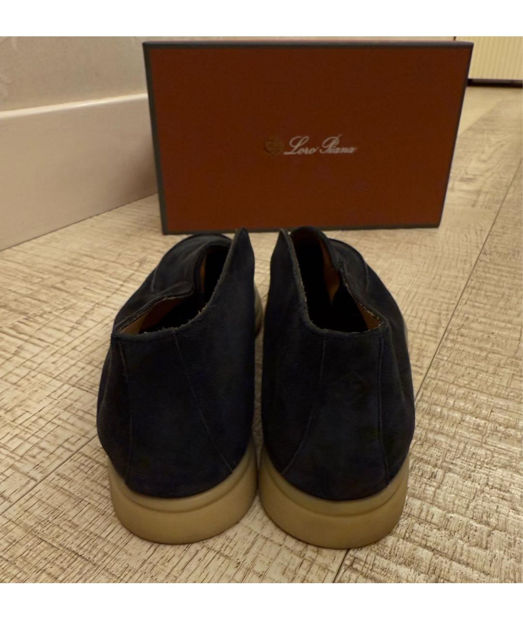 LORO PIANA Черные нубуковые лоферы, фото 4