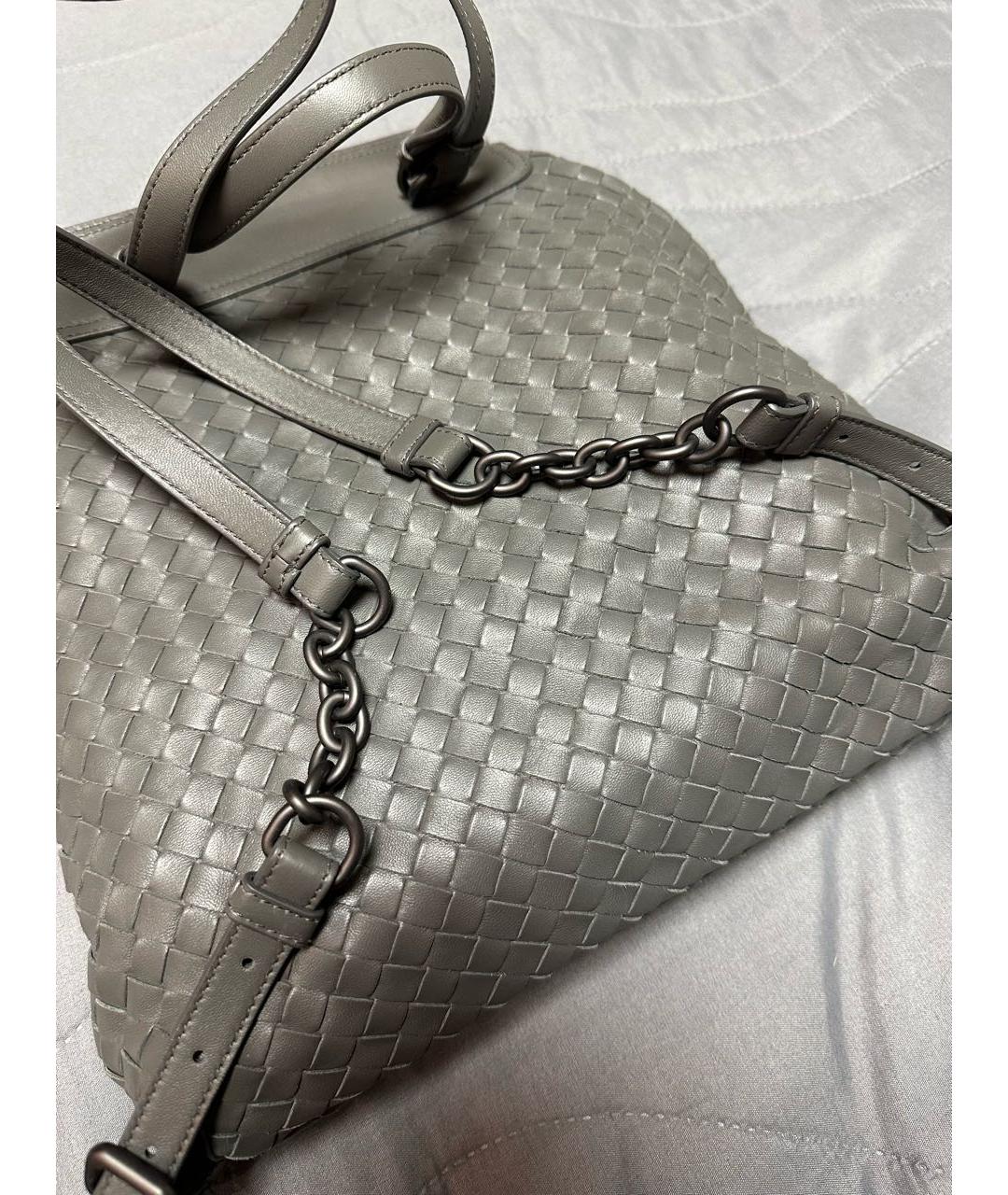BOTTEGA VENETA Серый кожаный рюкзак, фото 4