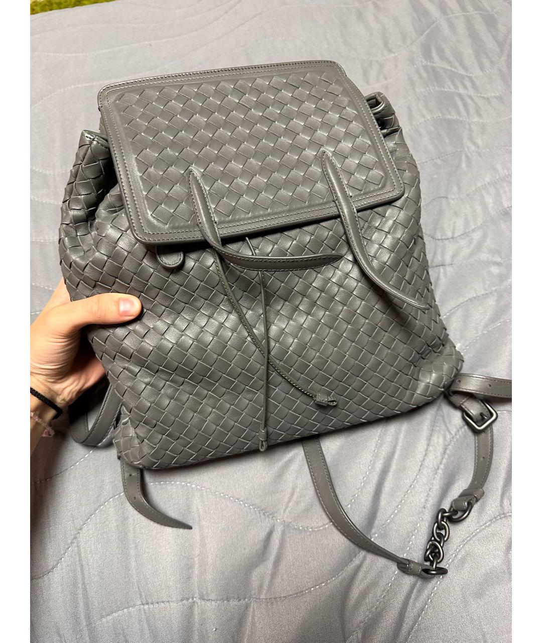 BOTTEGA VENETA Серый кожаный рюкзак, фото 3