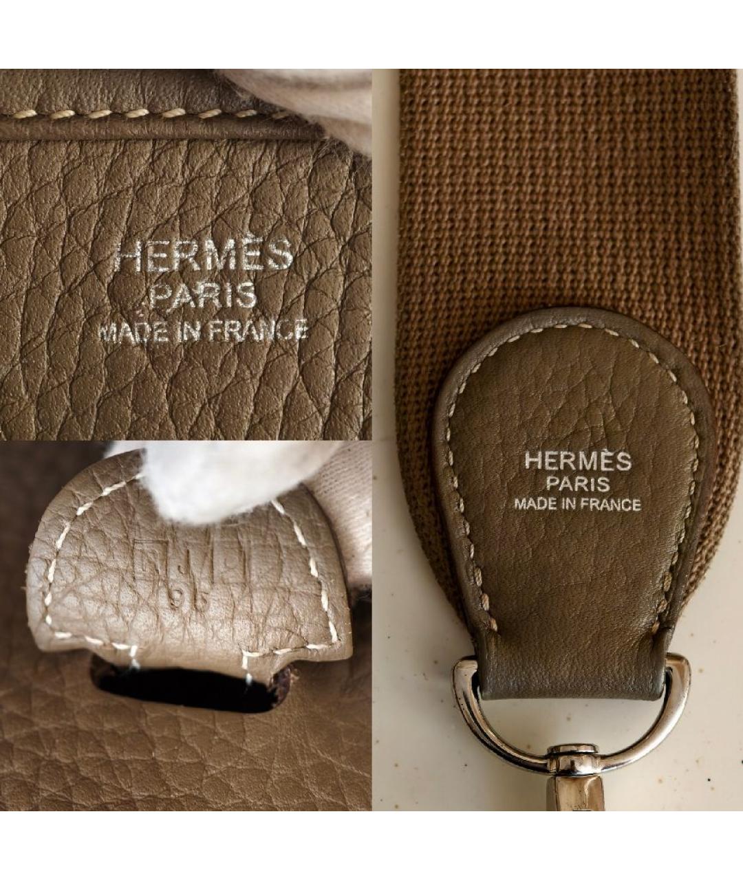 HERMES Антрацитовая кожаная сумка с короткими ручками, фото 5
