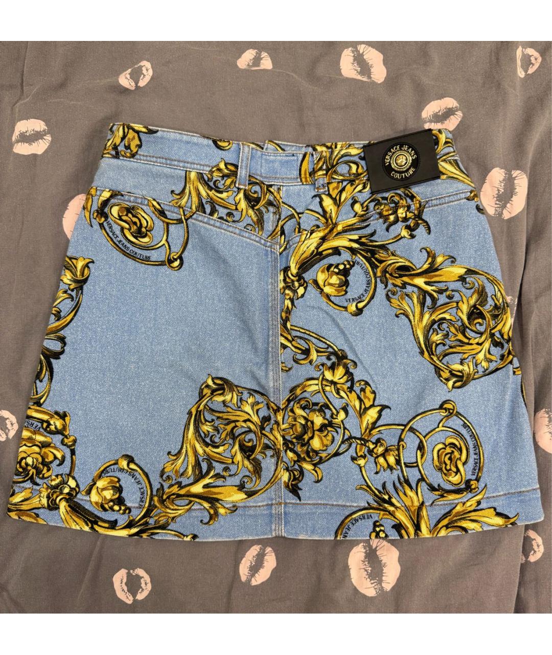VERSACE JEANS COUTURE Голубая деним юбка мини, фото 6