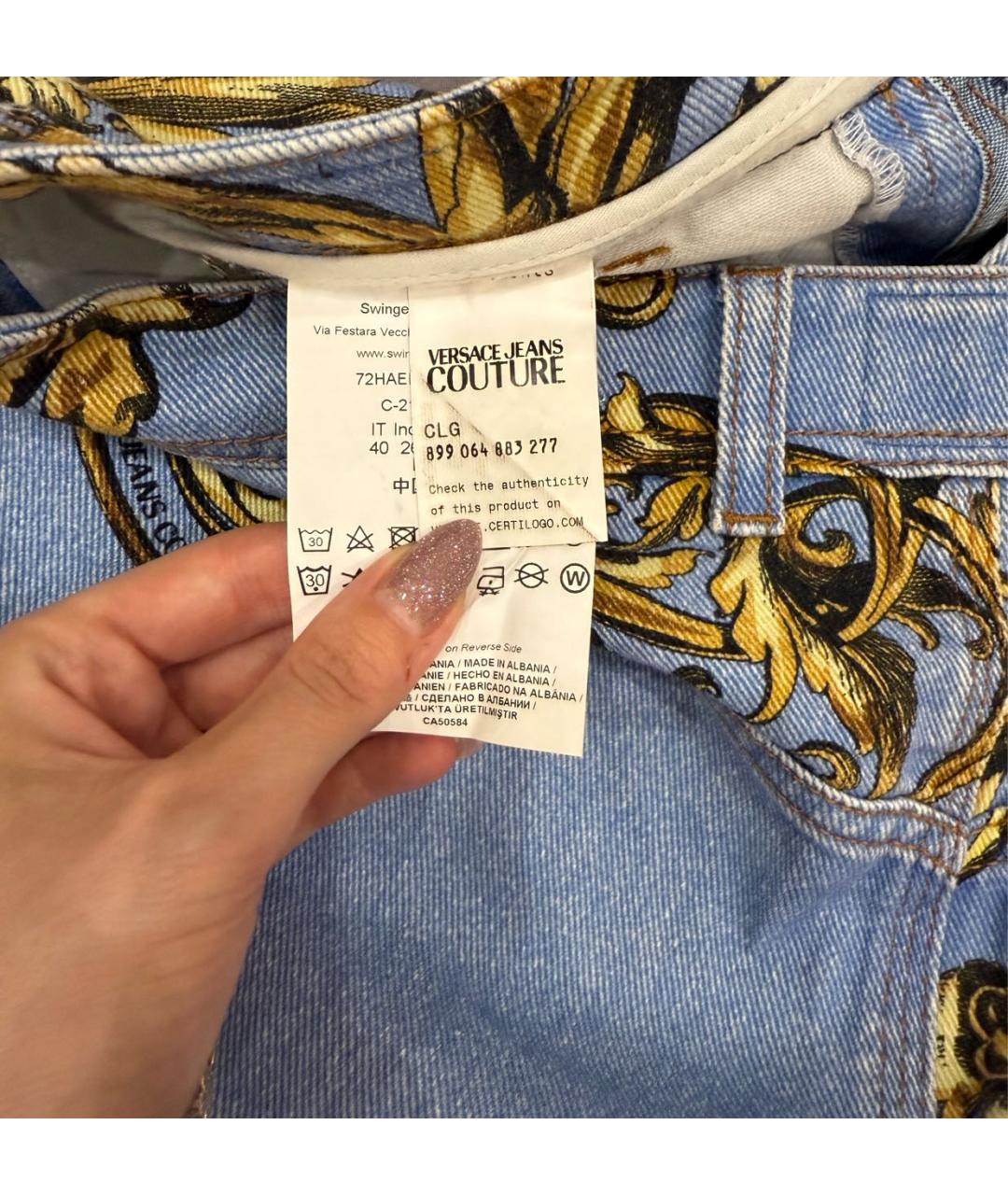 VERSACE JEANS COUTURE Голубая деним юбка мини, фото 4