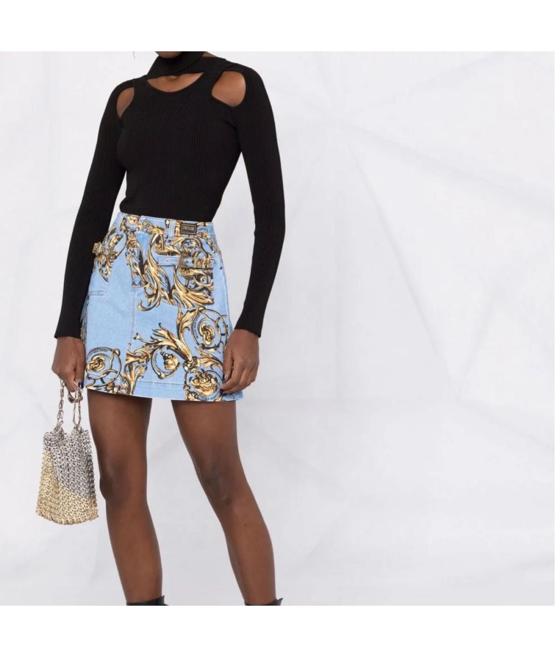 VERSACE JEANS COUTURE Голубая деним юбка мини, фото 5