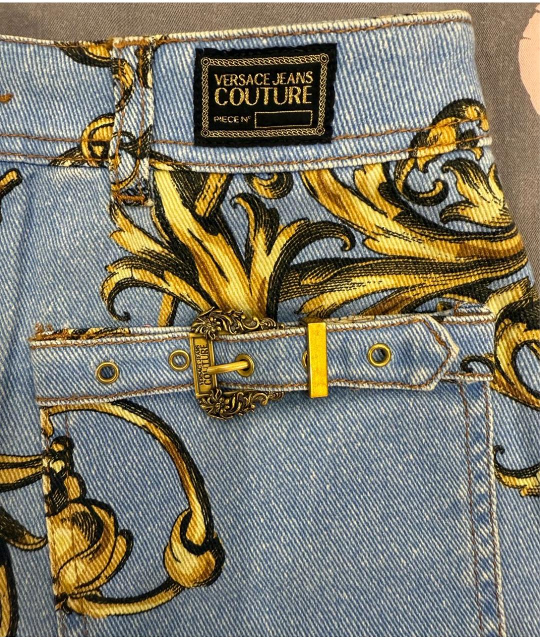 VERSACE JEANS COUTURE Голубая деним юбка мини, фото 7