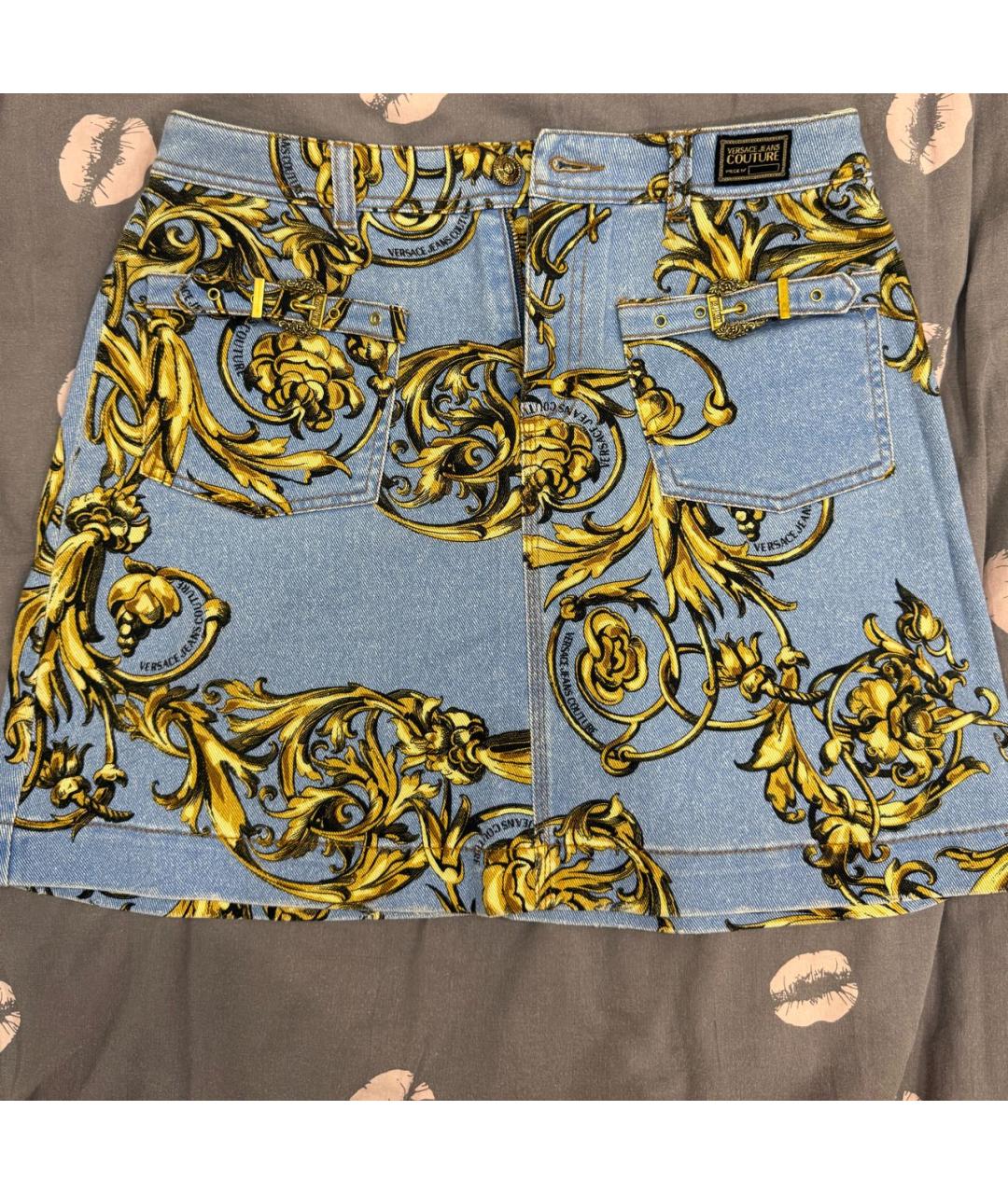 VERSACE JEANS COUTURE Голубая деним юбка мини, фото 2