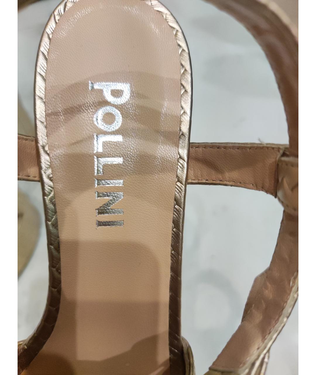 POLLINI Золотые кожаные босоножки, фото 7