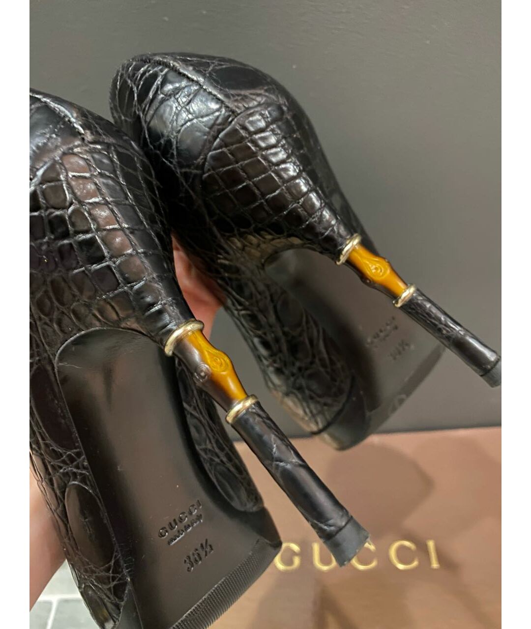 GUCCI Черные кожаные туфли, фото 6