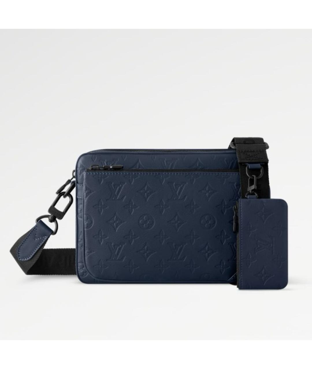 LOUIS VUITTON Темно-синяя кожаная сумка на плечо, фото 7