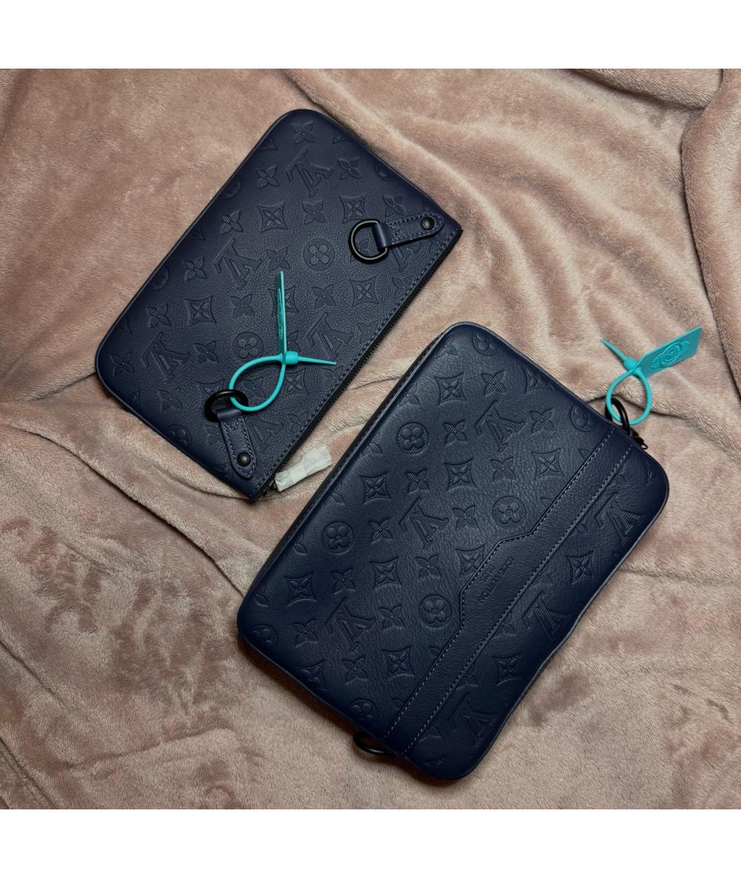 LOUIS VUITTON Темно-синяя кожаная сумка на плечо, фото 4