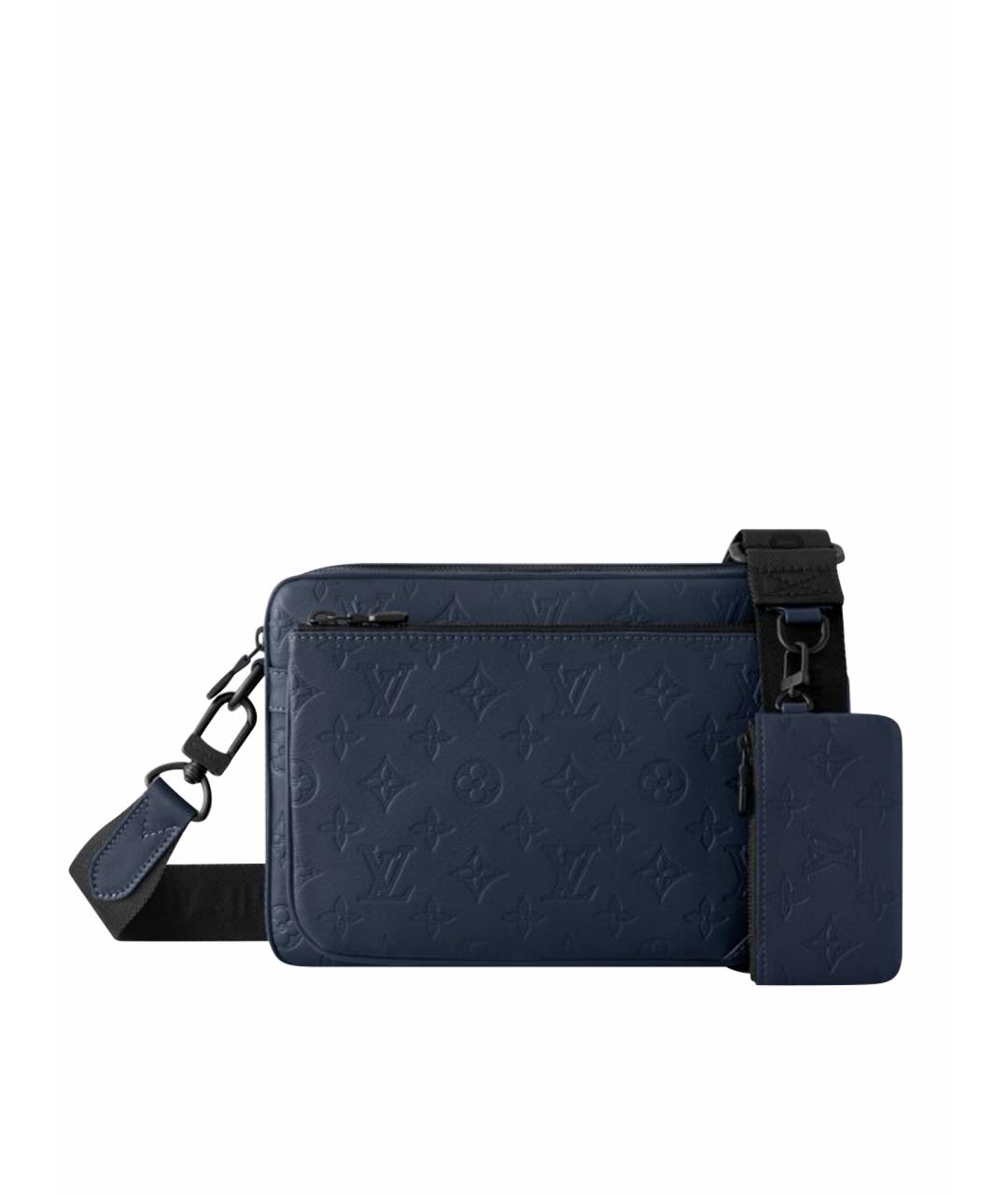 LOUIS VUITTON Темно-синяя кожаная сумка на плечо, фото 1