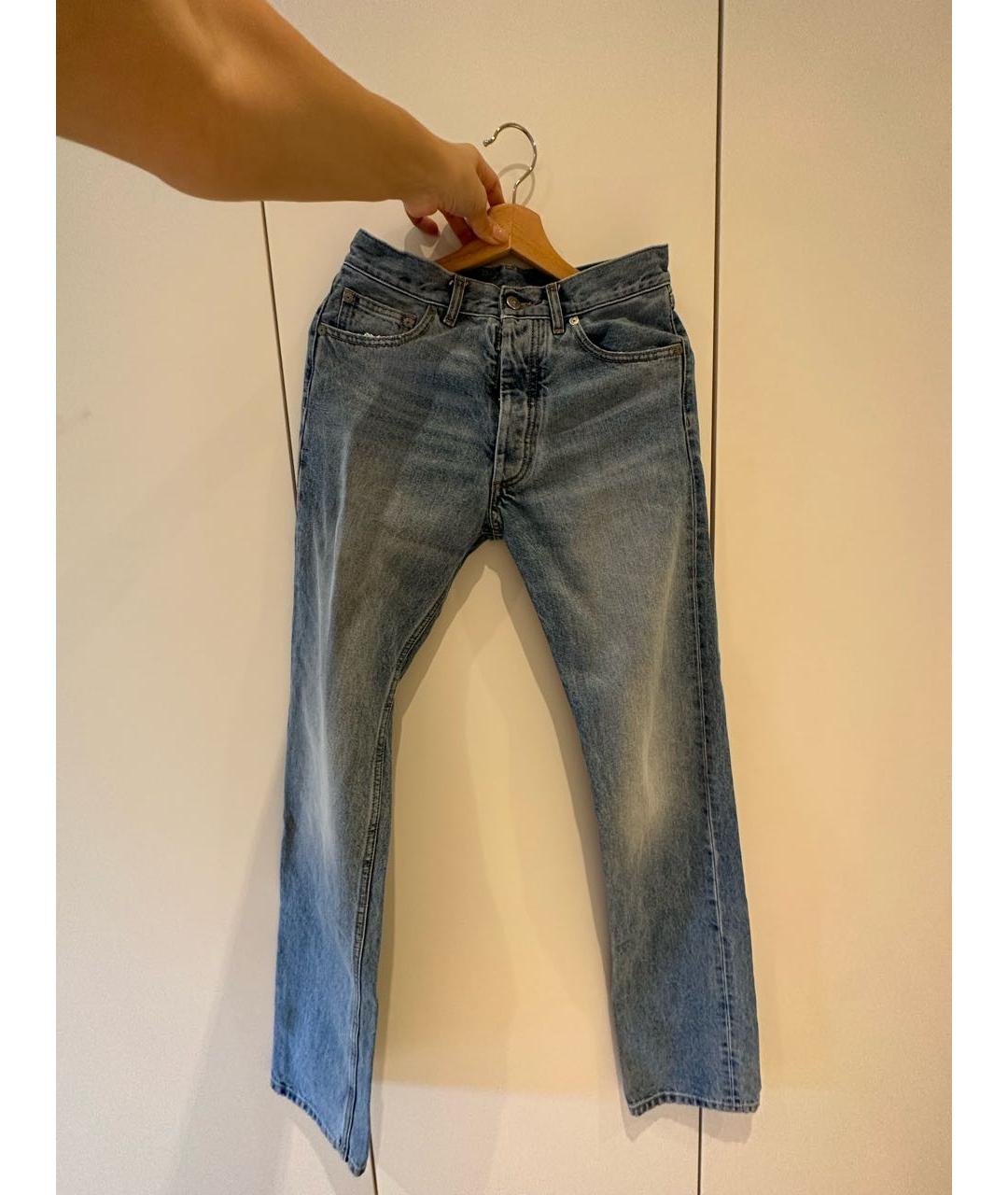 MM6 MAISON MARGIELA Горчичные хлопковые прямые джинсы, фото 7