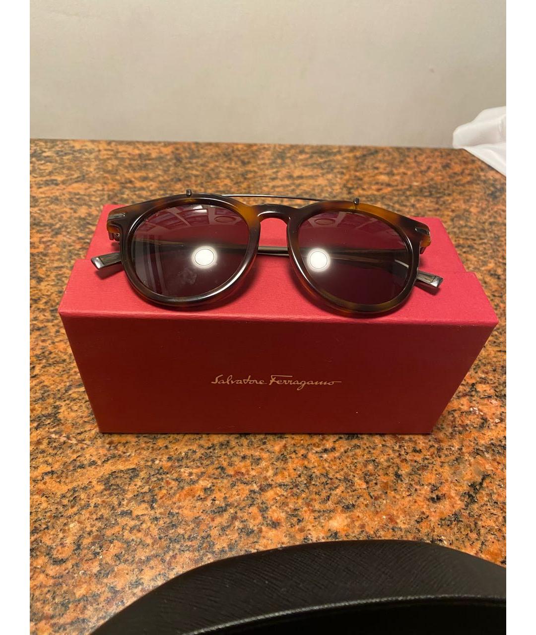FERRAGAMO Коричневые пластиковые солнцезащитные очки, фото 6