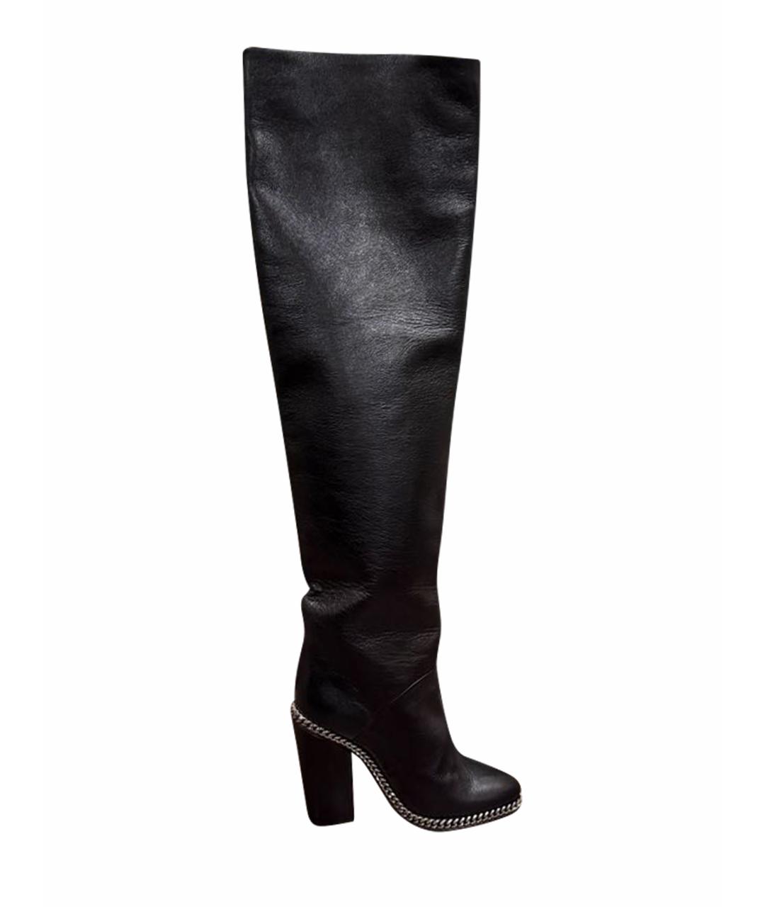 BALMAIN Черные кожаные ботфорты, фото 1
