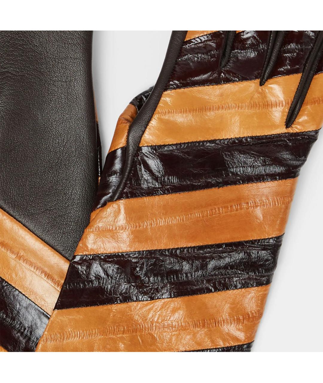 FENDI Коричневые перчатки, фото 2