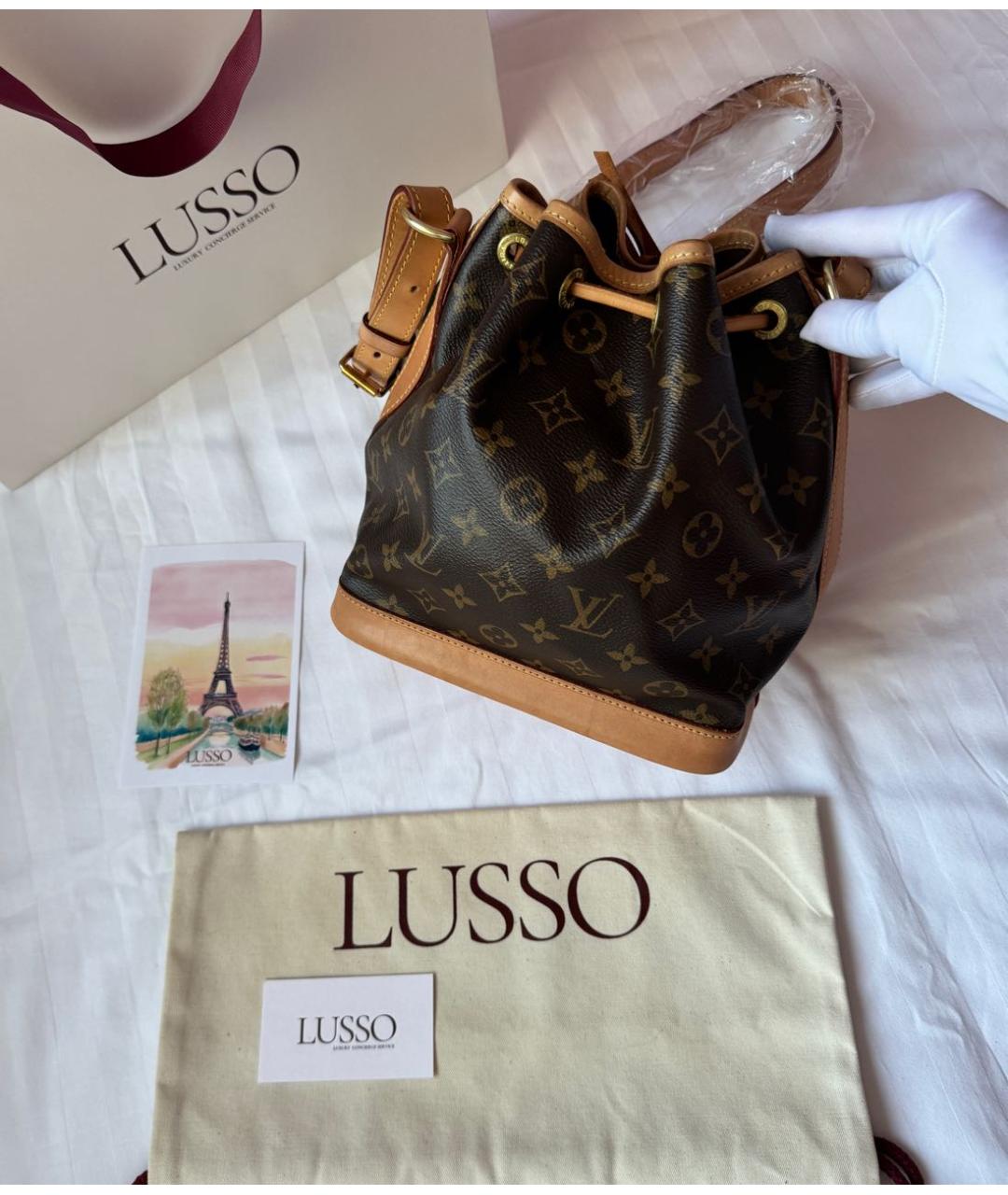 LOUIS VUITTON Коричневая кожаная сумка тоут, фото 3