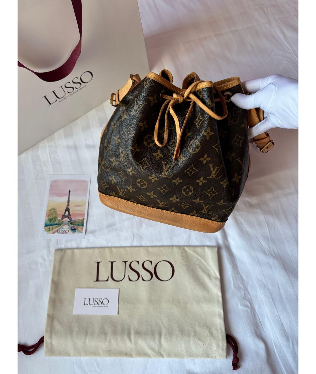 LOUIS VUITTON Коричневая кожаная сумка тоут, фото 8