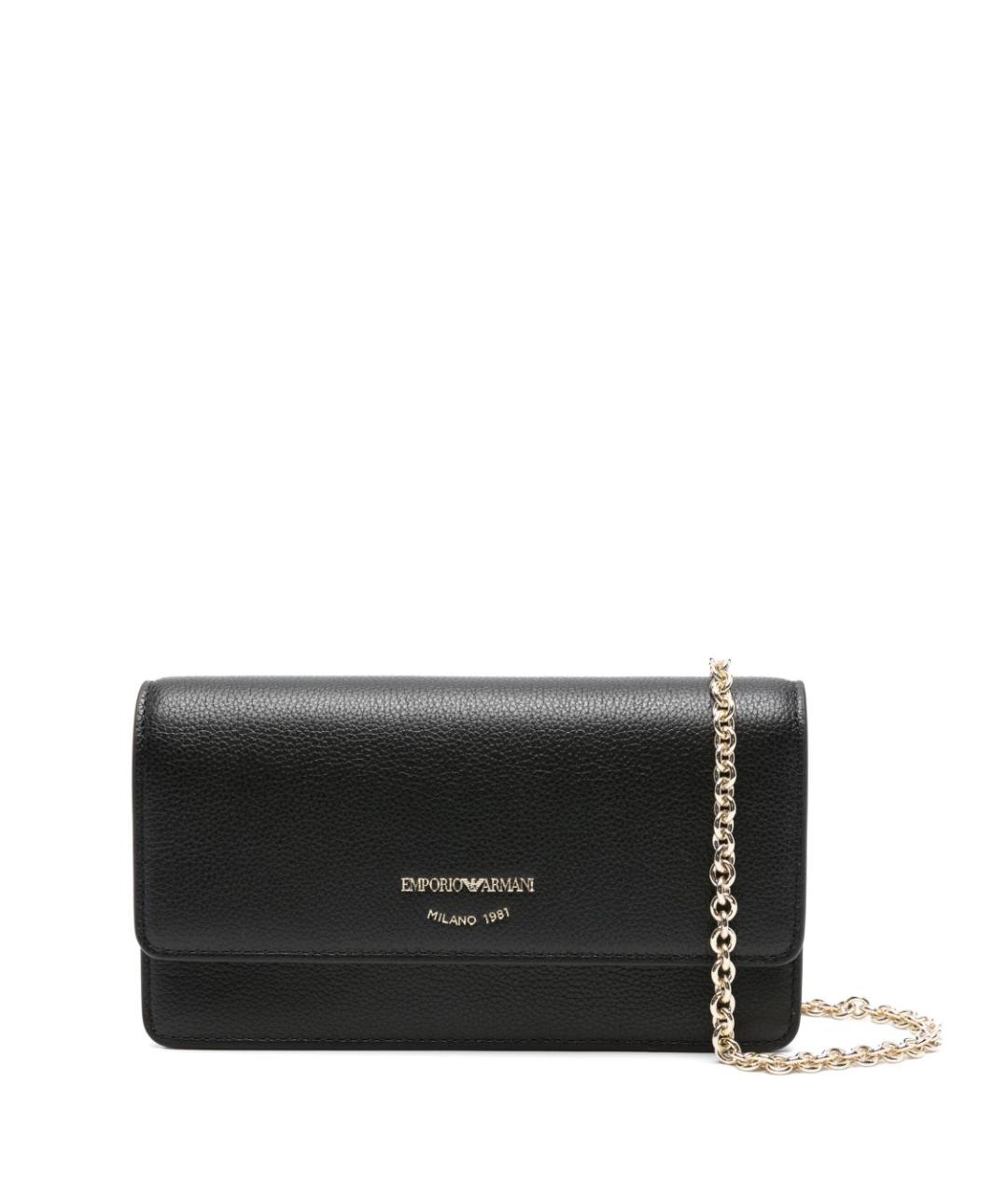 EMPORIO ARMANI Черная кожаная сумка через плечо, фото 1