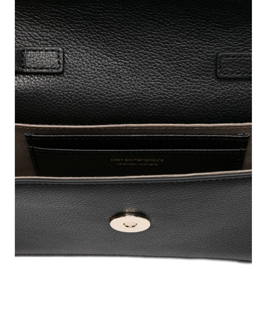 EMPORIO ARMANI Черная кожаная сумка через плечо, фото 2
