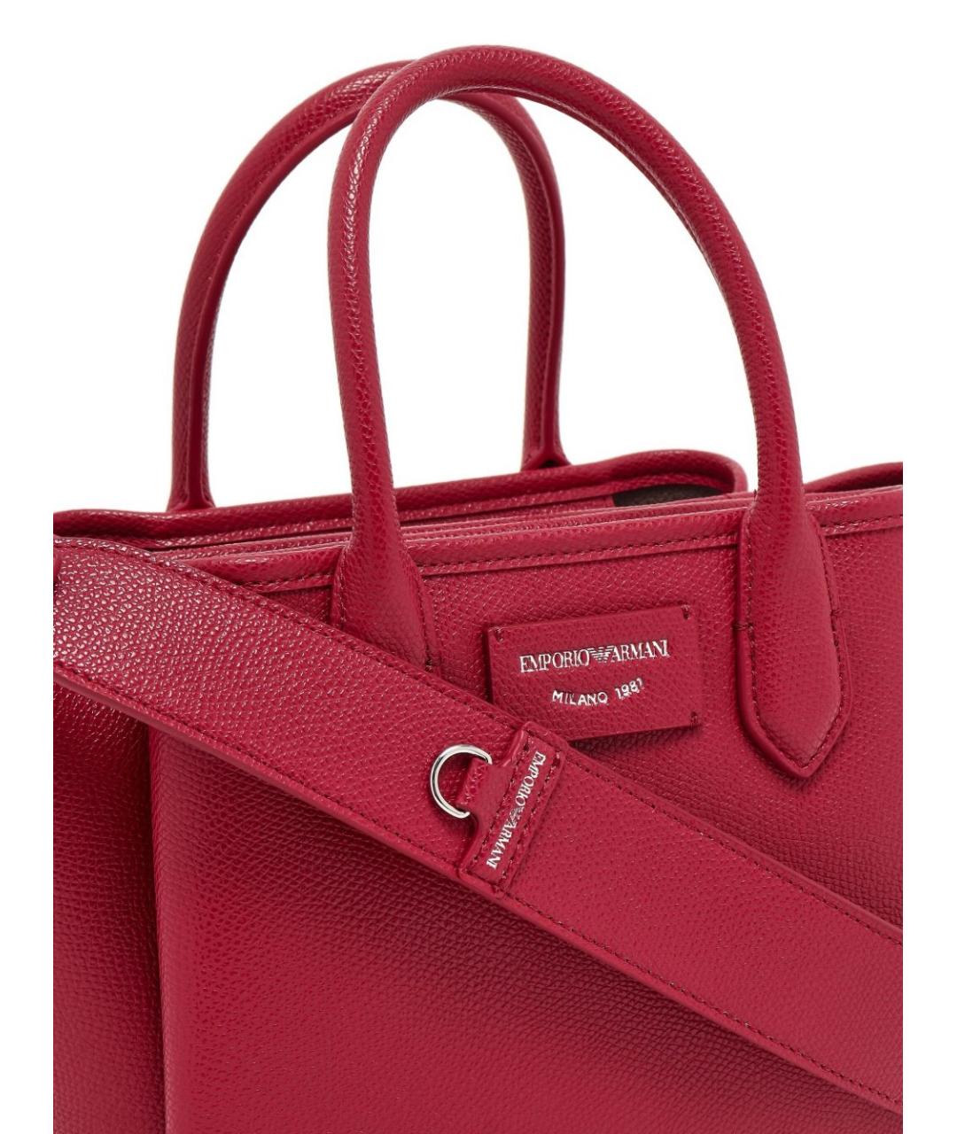 EMPORIO ARMANI Бордовая сумка тоут из искусственной кожи, фото 3