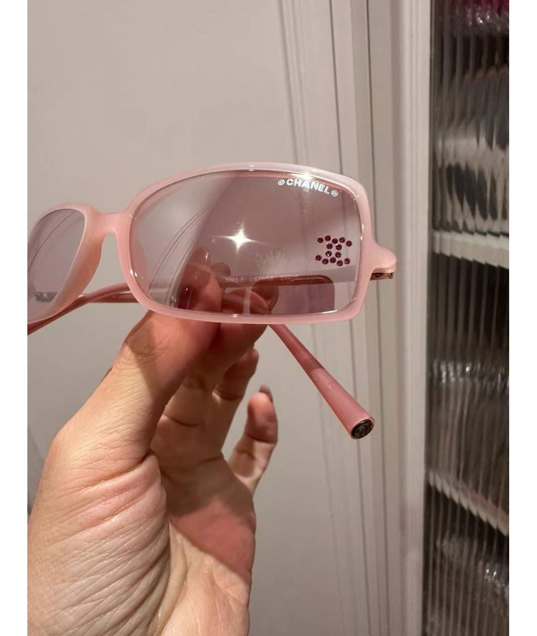 CHANEL Розовые пластиковые солнцезащитные очки, фото 3