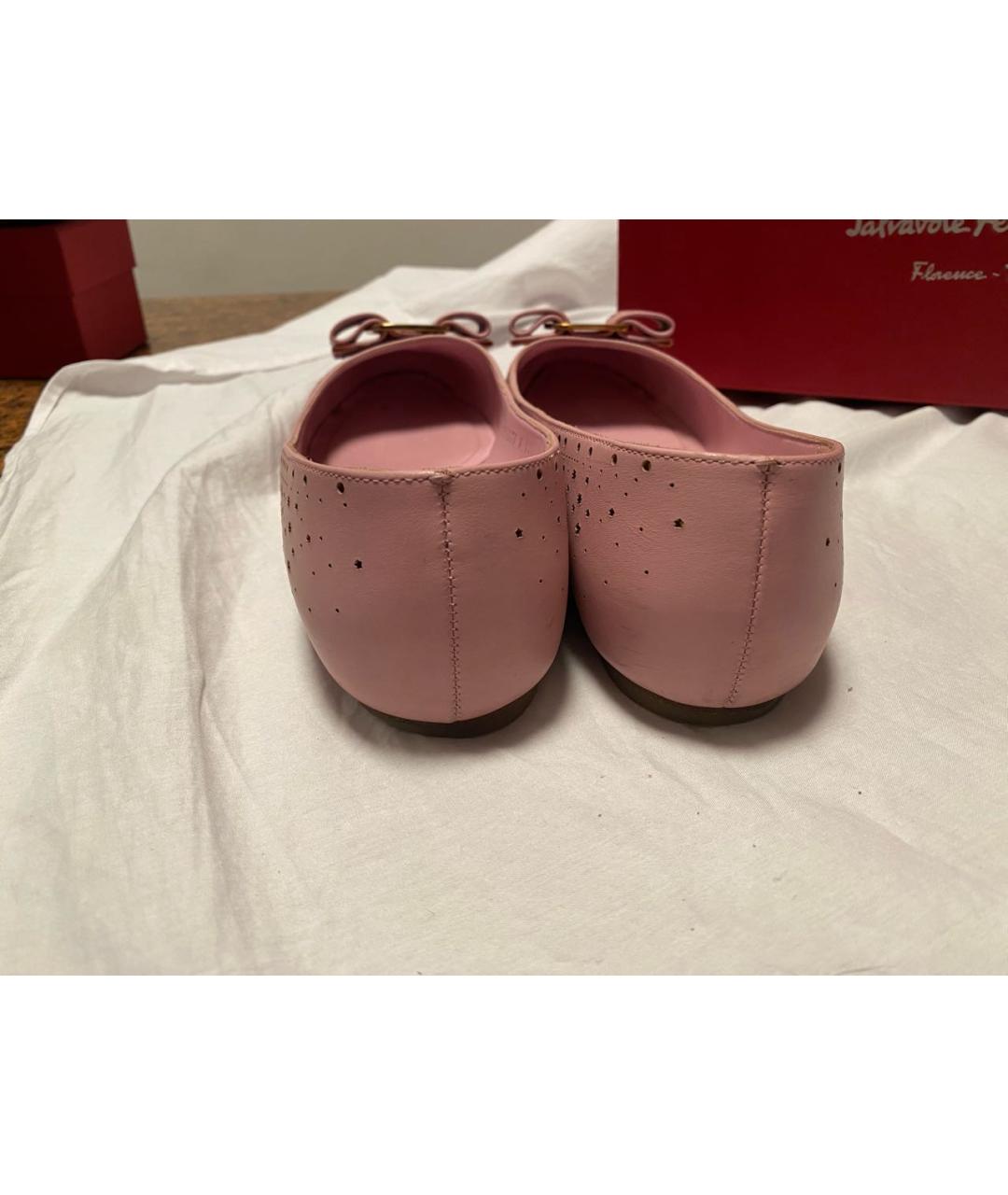 FERRAGAMO Розовые кожаные балетки, фото 4