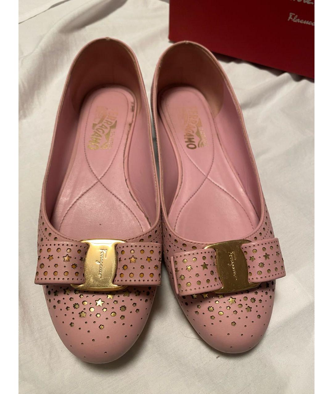 FERRAGAMO Розовые кожаные балетки, фото 2