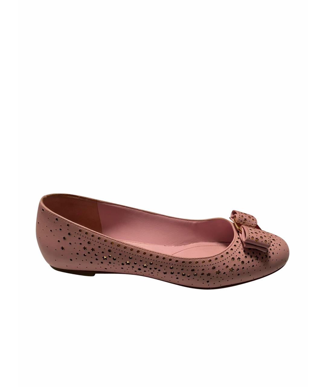 FERRAGAMO Розовые кожаные балетки, фото 1