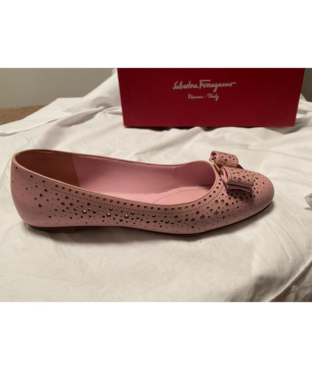 FERRAGAMO Розовые кожаные балетки, фото 8