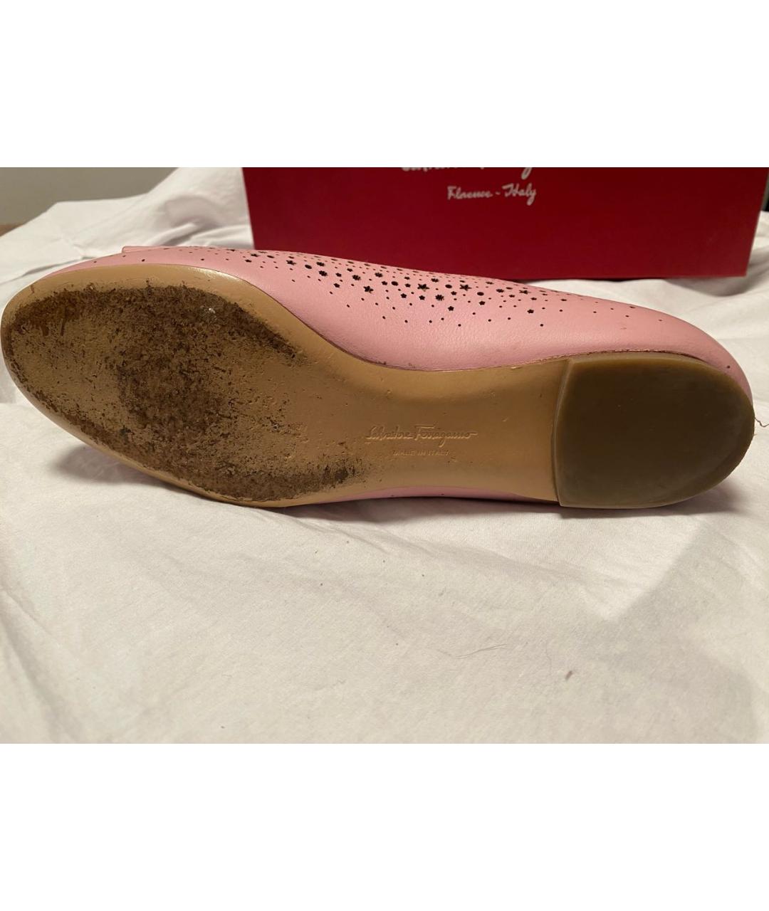 FERRAGAMO Розовые кожаные балетки, фото 6