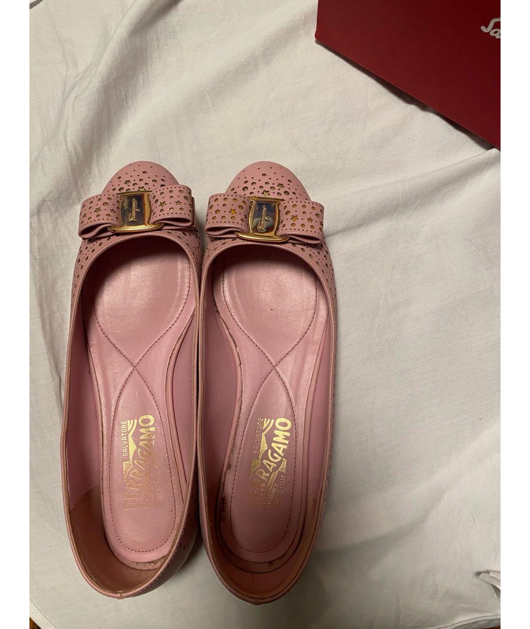 FERRAGAMO Розовые кожаные балетки, фото 3
