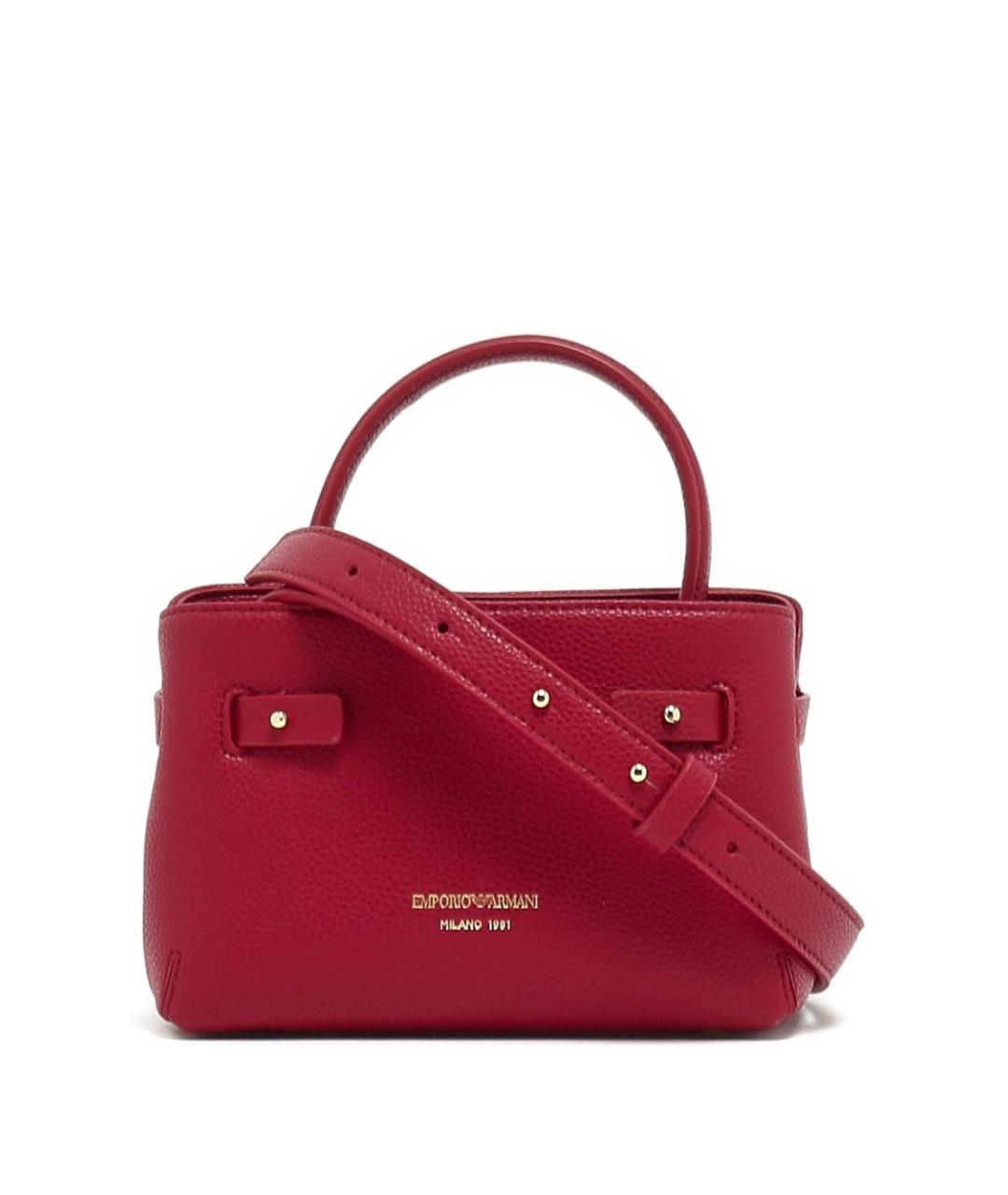 EMPORIO ARMANI Бордовая синтетическая сумка тоут, фото 4