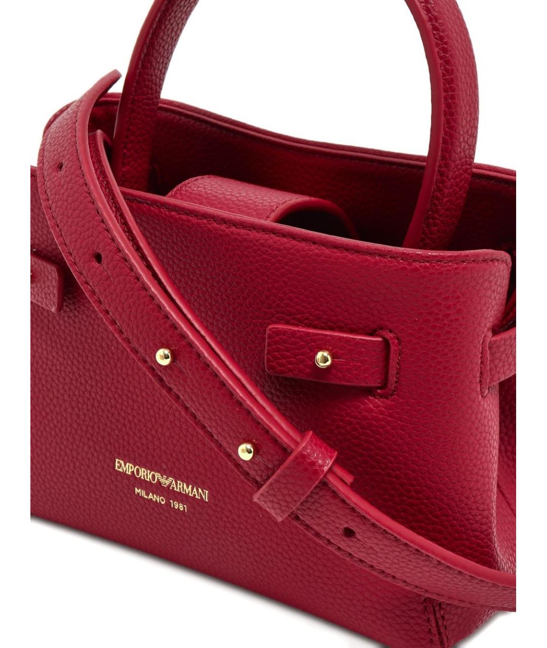 EMPORIO ARMANI Бордовая синтетическая сумка тоут, фото 5