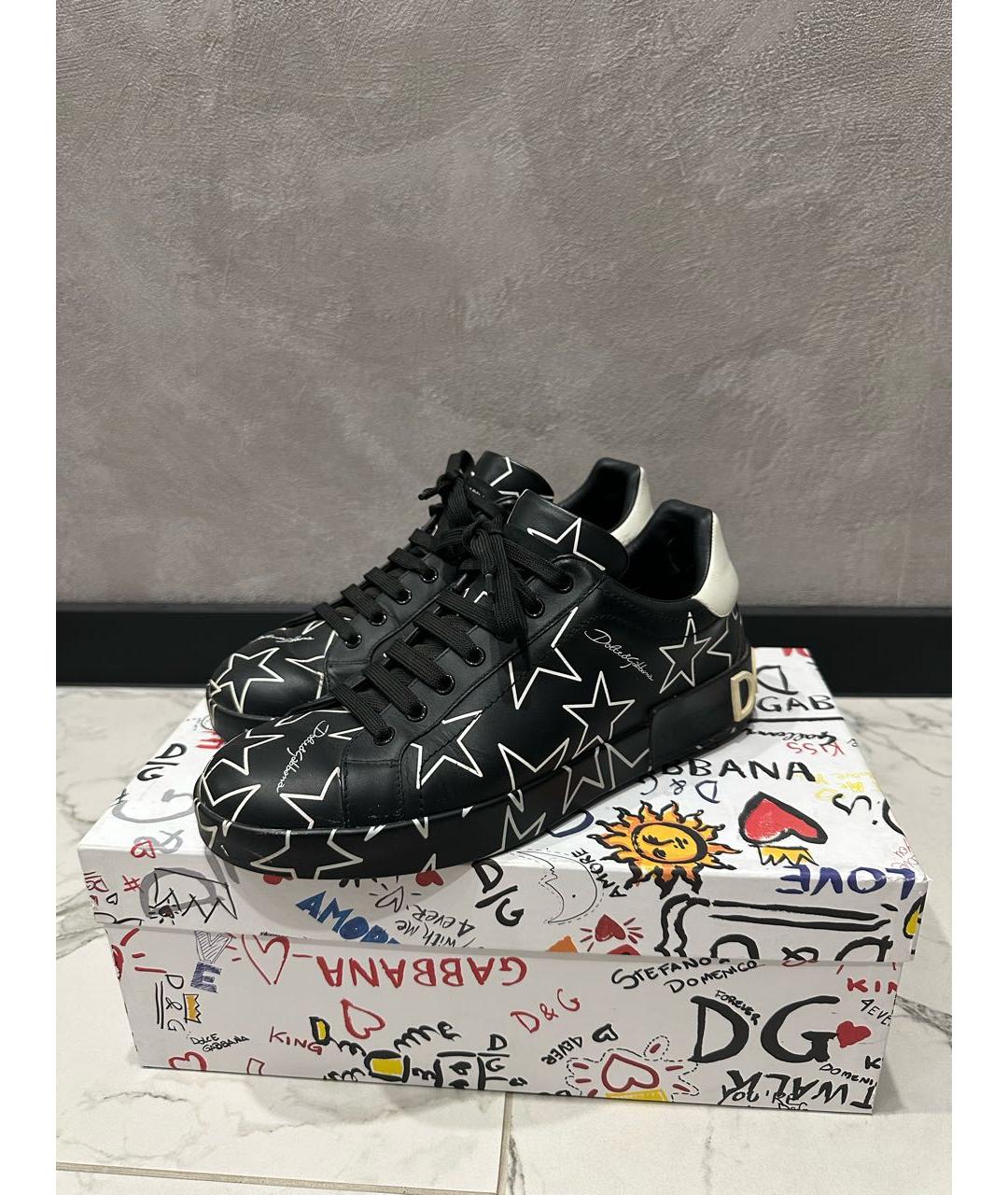 DOLCE&GABBANA Черные кожаные низкие кроссовки / кеды, фото 6