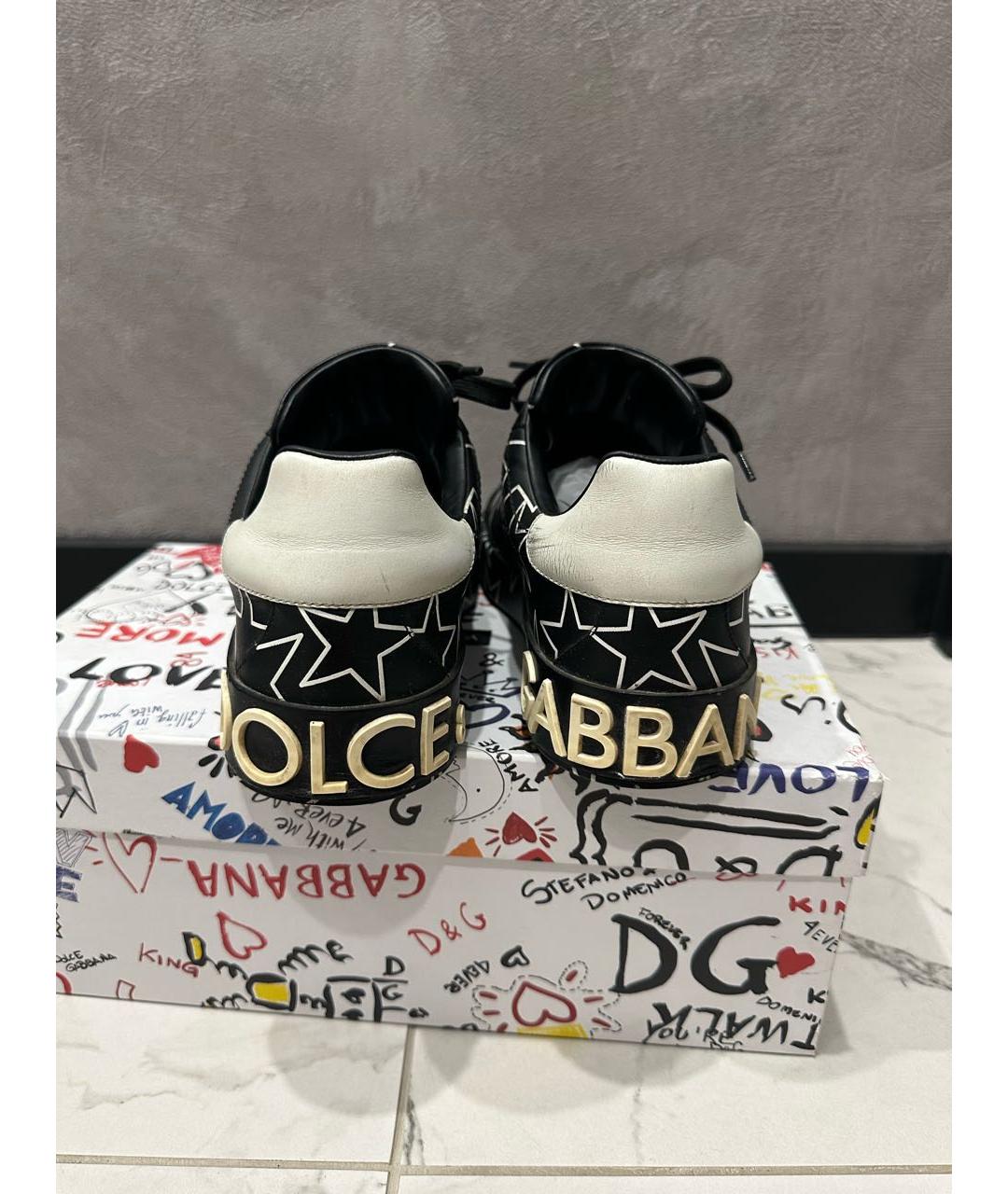 DOLCE&GABBANA Черные кожаные низкие кроссовки / кеды, фото 3